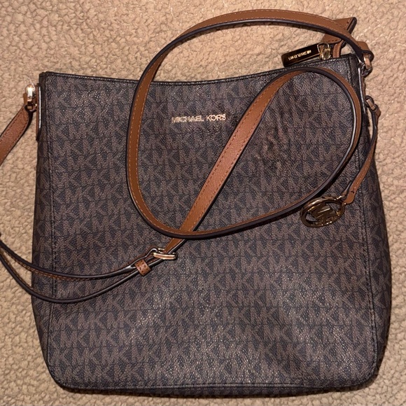 Michael Kors Dark Brown Monogram Crossbody Bag - Picture 1 of 1